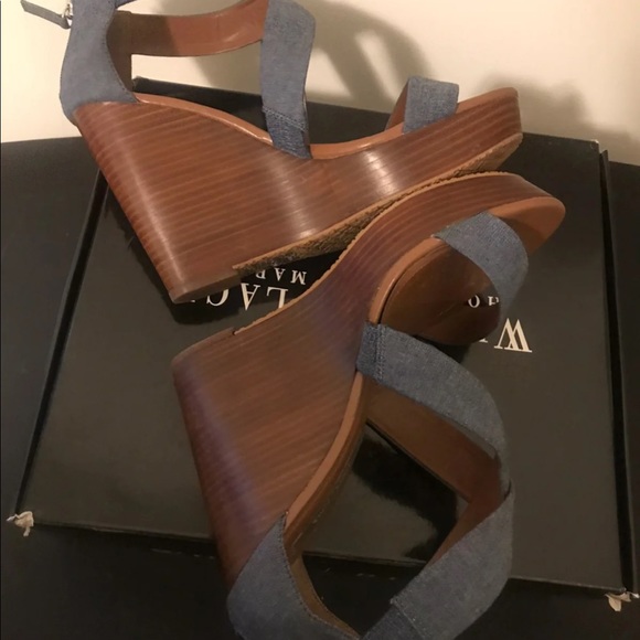 White House Black Market Denim Wedges Size 9 - Picture 6 of 10